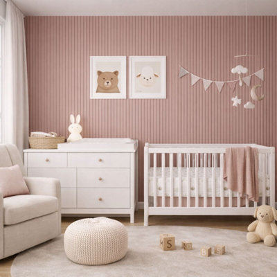 Jobu Acoustic Wall Panels in Dusky Pink with White Backing 240cm x 60cm ...