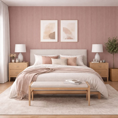 Jobu Acoustic Wall Panels in Dusky Pink with White Backing 240cm x 60cm ...
