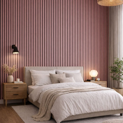 Jobu Acoustic Wall Panels in Petal Pink with Black Backing 240cm x