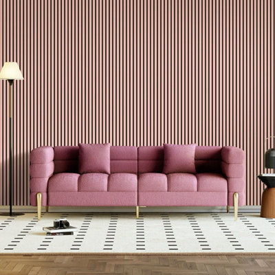 Jobu Acoustic Wall Panels in Petal Pink with Black Backing 240cm x 60cm