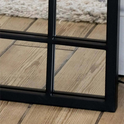 Jobu home - Aimi - Full Length Black Metal Rectangle Window Mirror - 180cm x 105cm