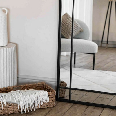 Jobu home - Aimi - Full Length Black Metal Rectangle Window Mirror - 180cm x 105cm
