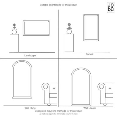 Jobu home - Aimi - Full Length Black Metal Rectangle Window Mirror - 180cm x 105cm