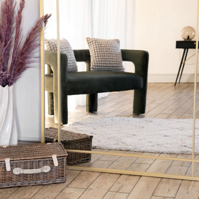Jobu home - Aimi - Full Length Gold Metal Rectangle Window Mirror ...