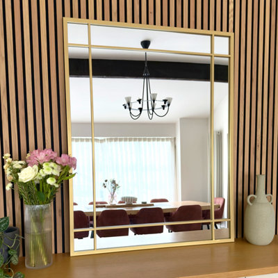 Jobu home - Aimi - Gold Metal Rectangle Window Mirror - 120cm x 95cm