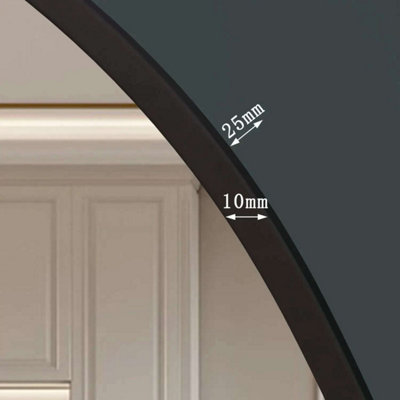 Jobu Home - Akiko, Full Length Black Metal Arched Mirror - 180cm x 90cm