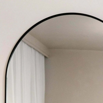 Jobu Home - Akiko, Full Length Black Metal Arched Mirror - 180cm x 90cm