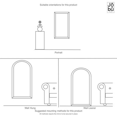 Jobu home - Akiko - Full Length Black Metal Arched Mirror - 200cm x 120cm