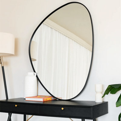 Jobu home - Izumi - Black Metal Irregular Pebble Mirror - 120cm x 90cm