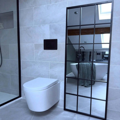 Jobu home - Kyo - Full Length Black Metal Rectangle Lattice Grid Mirror - 150cm x 60cm