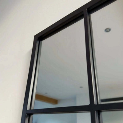 Jobu home - Kyo - Full Length Black Metal Rectangle Lattice Grid Mirror - 150cm x 60cm