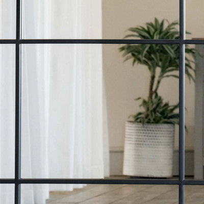 Jobu home - Kyo - Full Length Black Metal Rectangle Lattice Grid Mirror - 180cm x 105cm