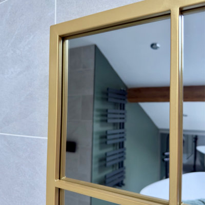 Jobu home - Kyo - Full Length Gold Metal Rectangle Lattice Grid Mirror - 150cm x 60cm