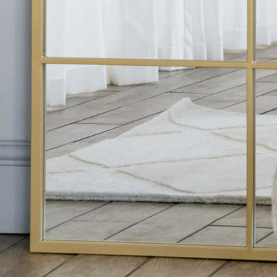 Jobu home - Kyo - Full Length Gold Metal Rectangle Lattice Grid Mirror - 180cm x 105cm