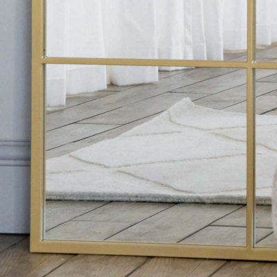 Jobu home - Kyo - Full Length Gold Metal Rectangle Lattice Window Mirror - 200cm x 120cm
