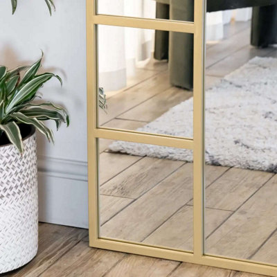 Jobu home - Mio - Full Length Gold Metal Arched Window Mirror - 180cm x 90cm