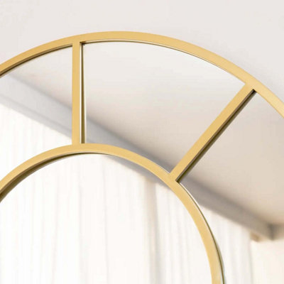 Jobu home - Mio - Full Length Gold Metal Arched Window Mirror - 180cm x 90cm