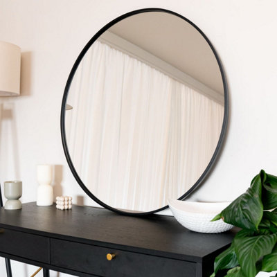 Rei - Round Black Metal Circle Mirror - 70cm x 70cm