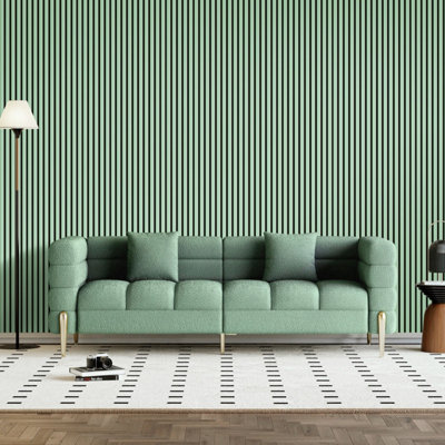 Jobu Home - Sage Green Acoustic Slatted Wall Panels - 240cm (L) x 60cm (W) x 2.1cm (D)