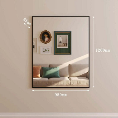 Jobu Home - Takara, Black Metal Rectangle Mirror - 120cm x 95cm