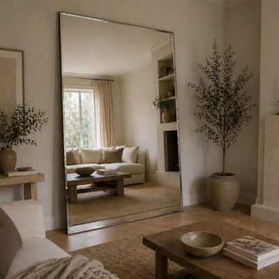 Jobu Home - Takara, Full Length Beveled Edge Frameless Metal Rectangle Mirror - 200cm x 120cm