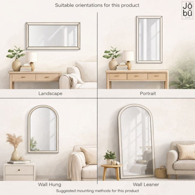 Jobu Home - Takara, Full Length Beveled Edge Frameless Metal Rectangle Mirror - 200cm x 120cm