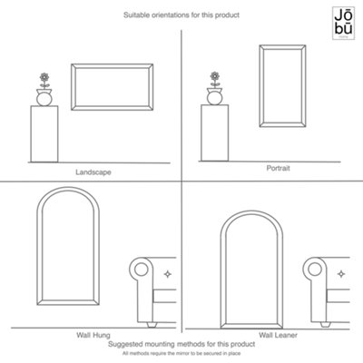 Jobu Home - Takara, Full Length Black Metal Rectangle Mirror - 180cm x 105cm