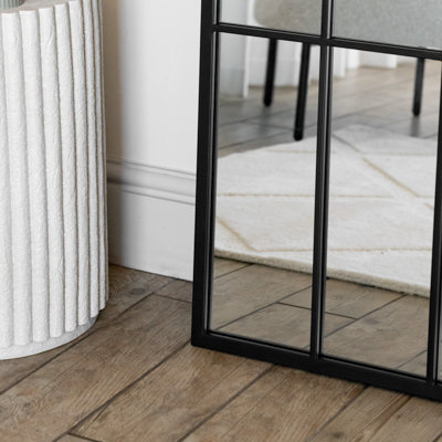 Jobu home - Tomi - Full Length Black Metal Arched Lattice Window Mirror - 150cm x 60cm