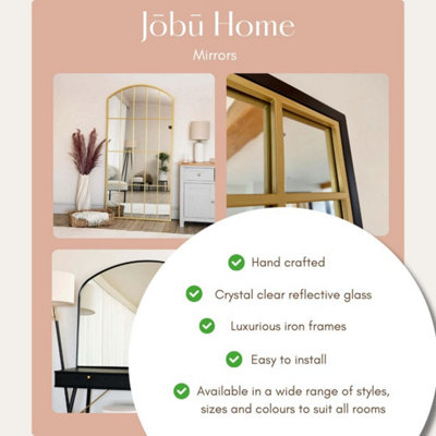 Jobu home - Tomi - Full Length Gold Metal Arched Lattice Window Mirror - 180cm x 105cm