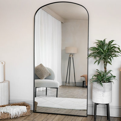 Jobu home - Yoko - Full Length Black Metal Gentle Arch Mirror - 180cm x 90cm