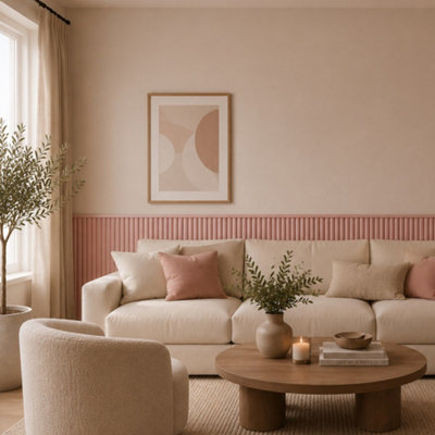 Jobu Large Fluted Wall Panels in Dusky Pink with Black Backing 240cm x ...