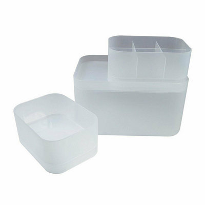 JOCCA Organiser Boxes Transparent, Compact & Multi-purpose Storage Box, Set of 3