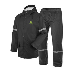 John Deere Rain Suit Black Size Medium