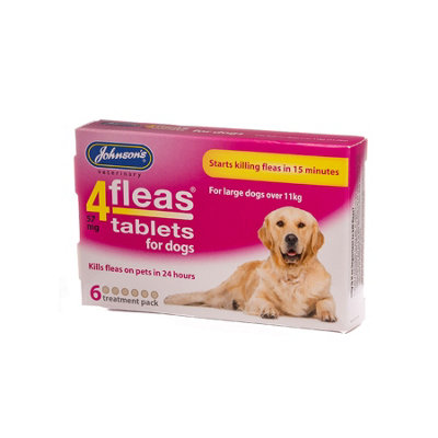 Johnsons Veterinary 4fleas Tablets - Dogs Over 11kg 6 Tablets - Pack of 6