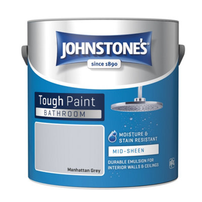 Johnstone's Bathroom Mid-Sheen Tough Paint Manhattan Grey - 2.5L