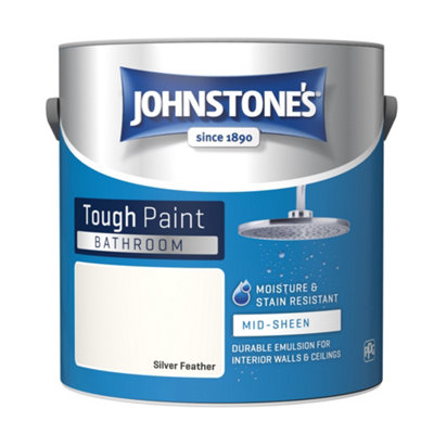 Johnstone's Bathroom MidSheen Tough Paint Silver Feather 2.5L DIY