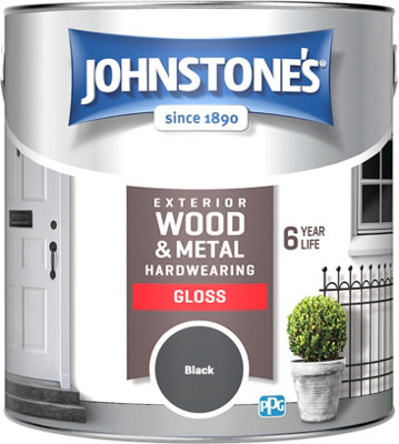 Johnstone's Exterior Hardwearing Gloss Paint Black- 2.5L