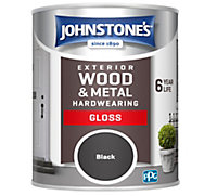 Johnstone's Exterior Hardwearing Gloss Paint Black - 750ml
