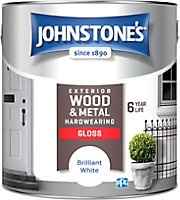 Johnstone's Exterior Hardwearing Gloss Paint Brilliant White- 2.5L