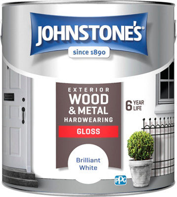 Johnstone's Exterior Hardwearing Gloss Paint Brilliant White- 2.5L