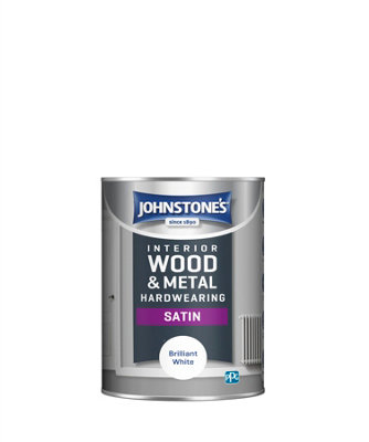 Johnstone's Hardwearing Satin Brilliant White 1.25L DIY at B&Q