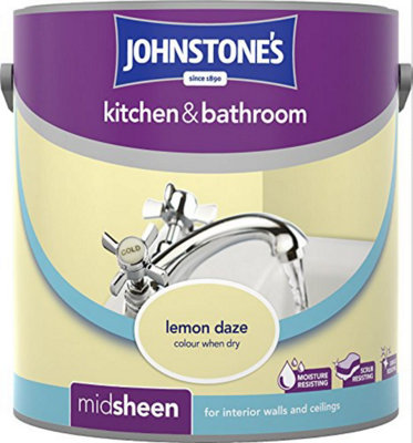 Johnstone's Kitchen & Bathroom Emulsion Paint - Lemon Daze 2.5 Litres