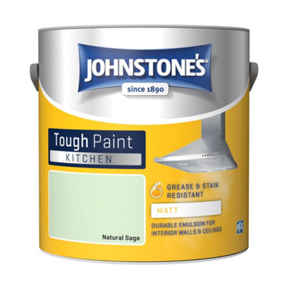 Johnstone's Kitchen Matt Tough Paint Natural Sage 2.5L DIY at B&Q