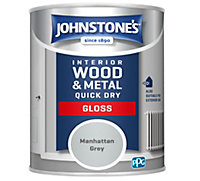 Johnstone's Quick Dry Gloss Manhattan Grey 750ml