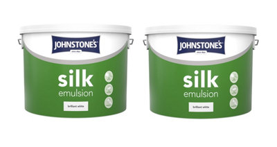 Johnstone's Silk Emulsion Paint Brilliant White 10L Pack of 2