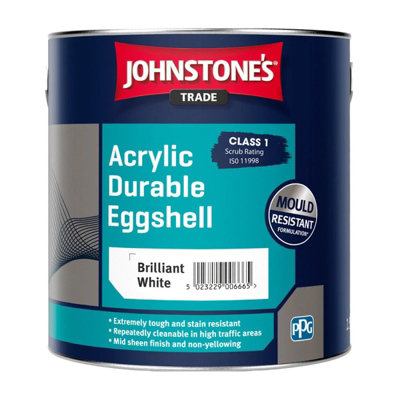 Buy Johnstone's Trade Acrylic Durable Eggshell Brilliant White 5L
