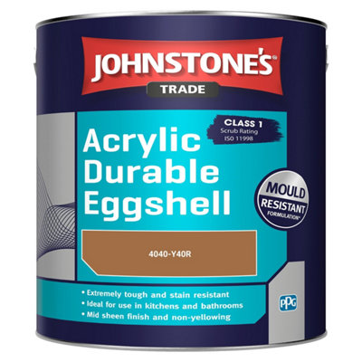 Johnstone's Trade Acrylic Durable Eggshell Walls & Ceilings Emulsion Paint (4040-Y40R) 2.5L