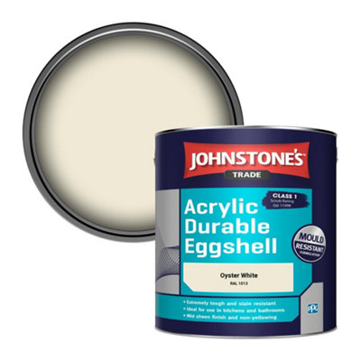 Johnstone's Trade Acrylic Durable Eggshell Walls & Ceilings Emulsion Paint Oyster White (RAL 1013) 2.5L