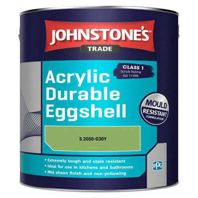 Johnstone's Trade Acrylic Durable Eggshell Walls & Ceilings Emulsion Paint (S 2050-G30Y) 2.5L