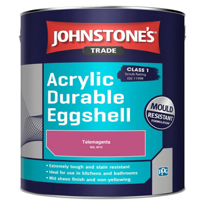 Johnstone's Trade Acrylic Durable Eggshell Walls & Ceilings Emulsion Paint Telemagenta (RAL 4010) 2.5L